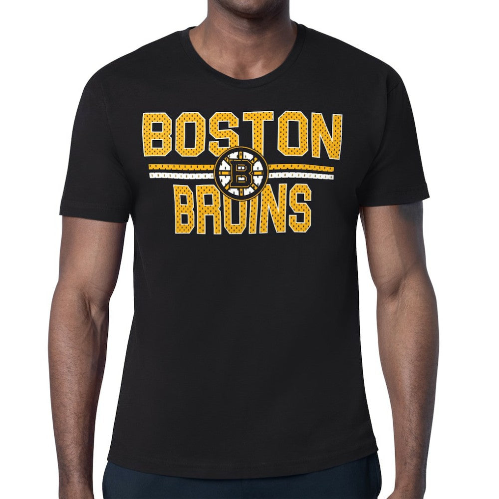 Boston Bruins Starter Mesh Look Team Name T-Shirt - Black T-shirts