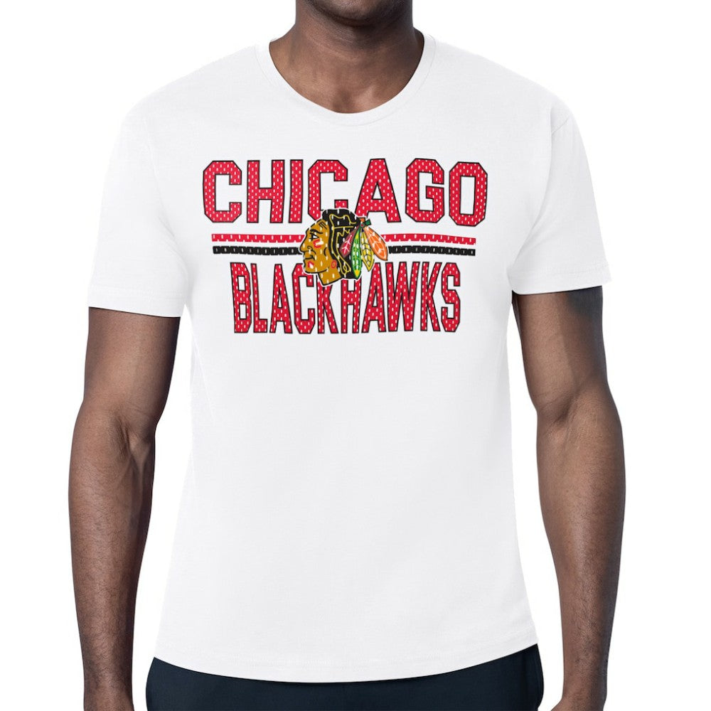 Chicago Blackhawks Starter Mesh Look Team Name T-Shirt - White T-shirts
