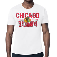 Chicago Blackhawks Starter Mesh Look Team Name T-Shirt - White T-shirts