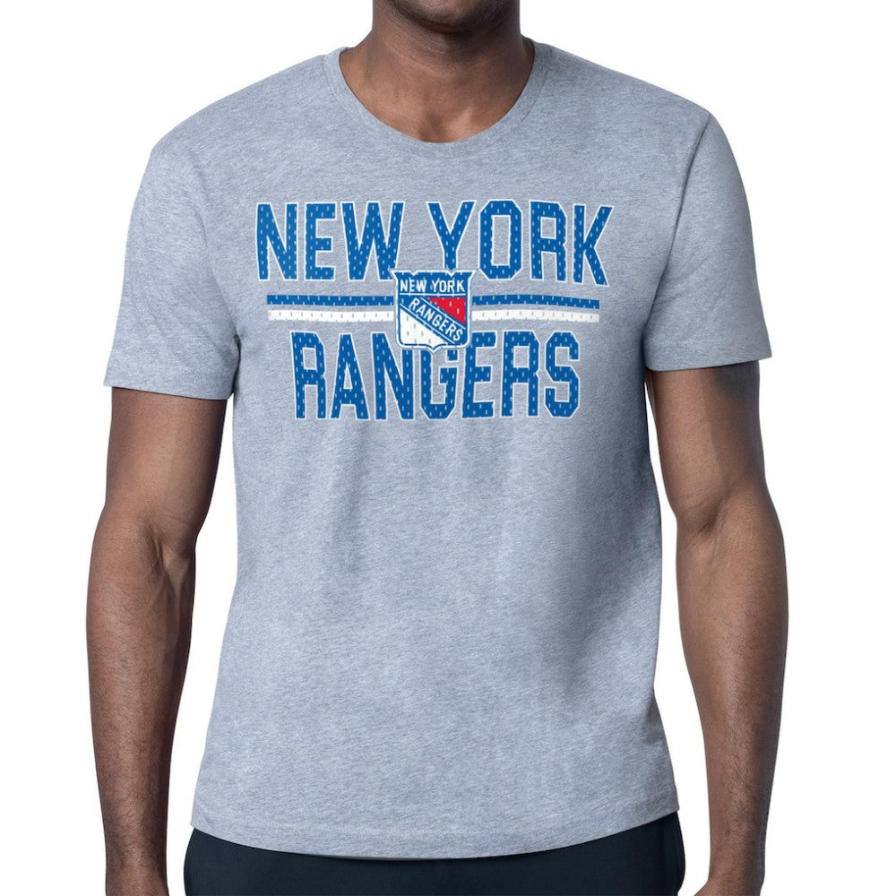 New York Rangers Starter Mesh Look Team Name T-Shirt - Heather Gray T-shirts
