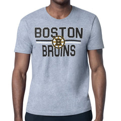 Boston Bruins Starter Mesh Look Team Name T-Shirt - Heather Gray T-shirts