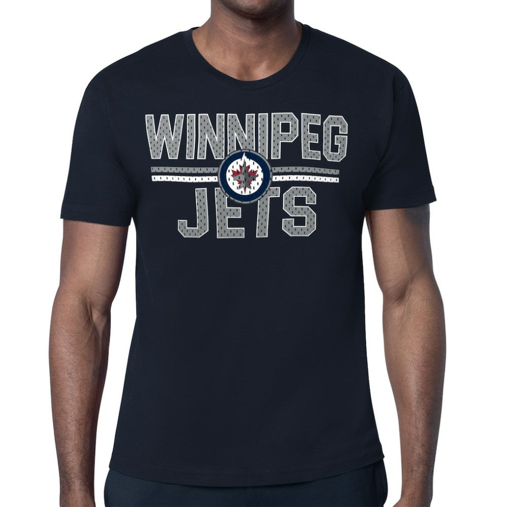 Winnipeg Jets Starter Mesh Look Team Name T-Shirt - Navy T-shirts