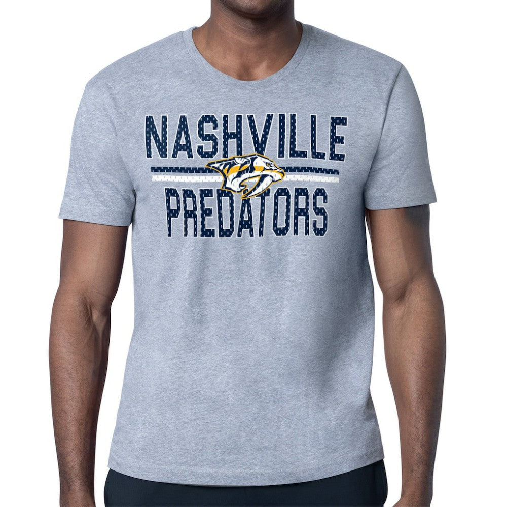 Nashville Predators Starter Mesh Look Team Name T-Shirt - Heather Gray T-shirts