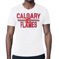 Calgary Flames Starter Mesh Look Team Name T-Shirt - White T-shirts