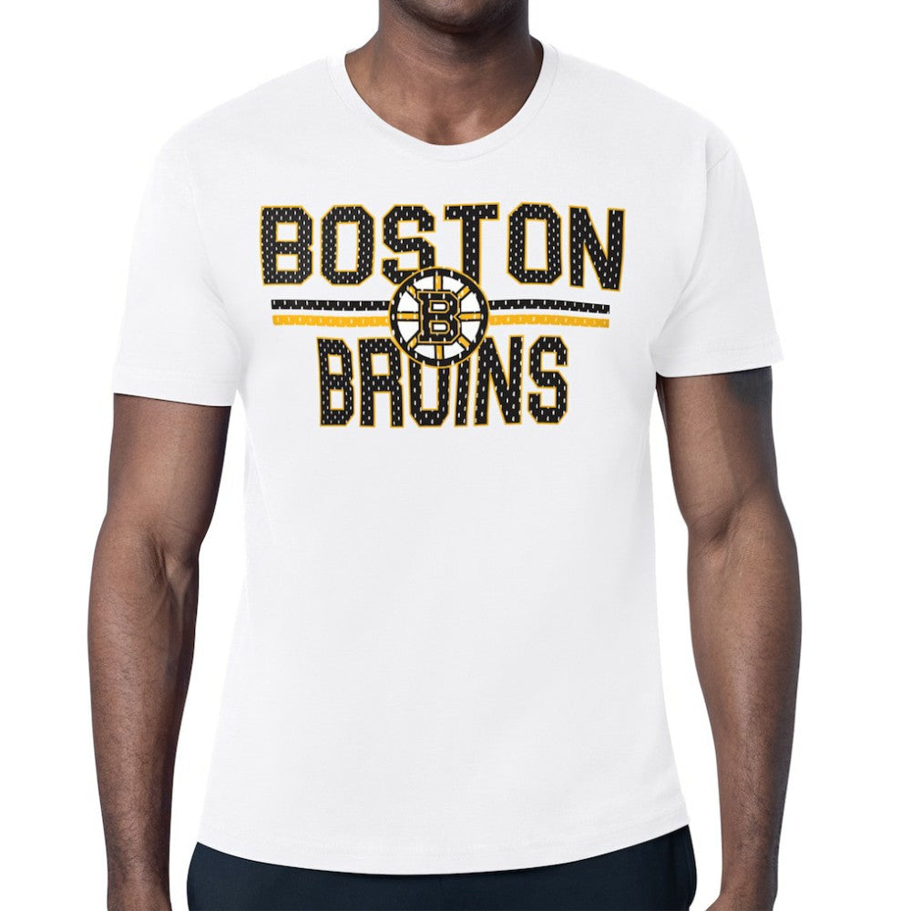 Boston Bruins Starter Mesh Look Team Name T-Shirt - White T-shirts