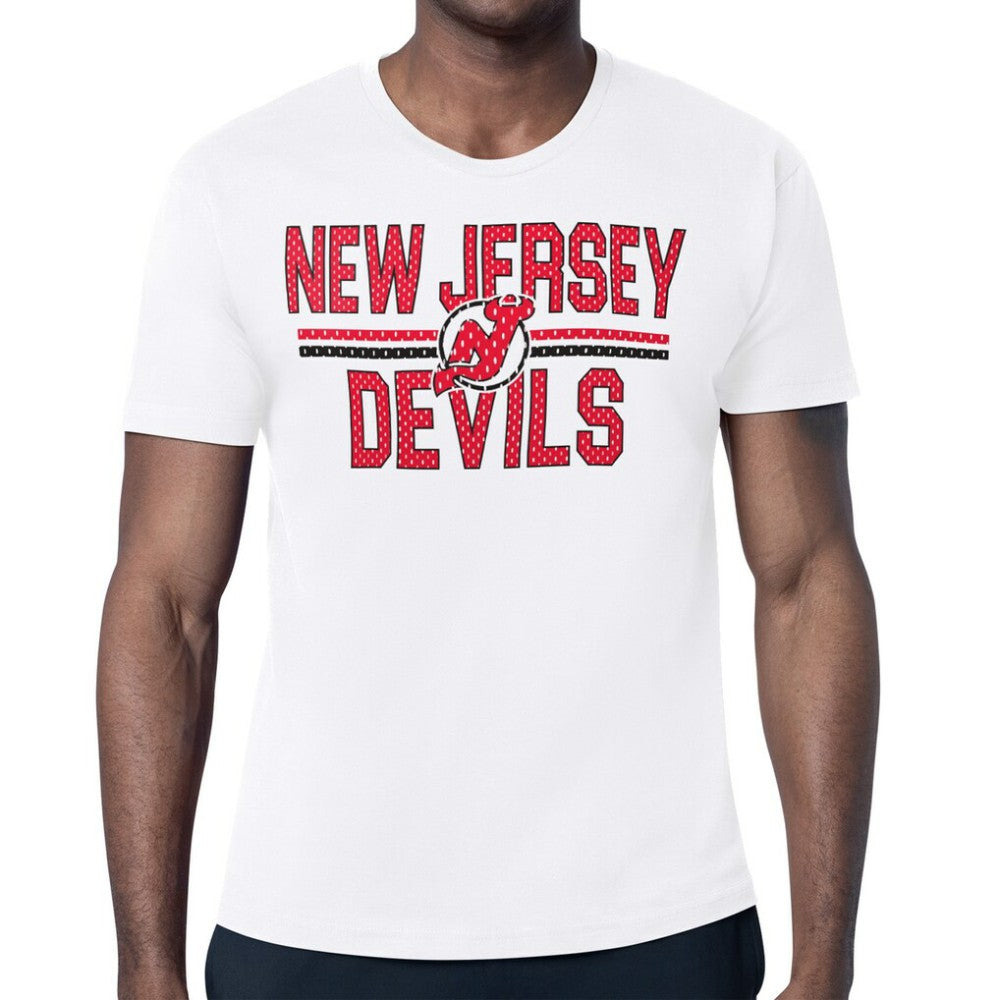 New Jersey Devils Starter Mesh Look Team Name T-Shirt - White T-shirts