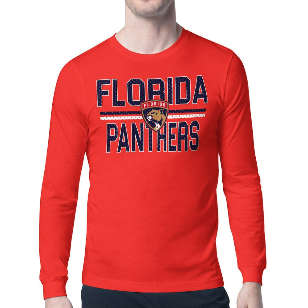 Florida Panthers Starter Mesh Look Team Name Long Sleeve T-Shirt - Red T-shirts