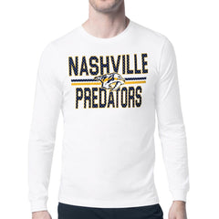 Nashville Predators Starter Mesh Look Team Name Long Sleeve T-Shirt - White T-shirts