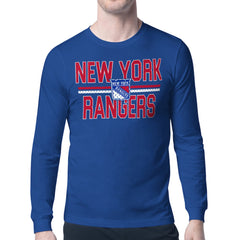 New York Rangers Starter Mesh Look Team Name Long Sleeve T-Shirt - Blue T-shirts