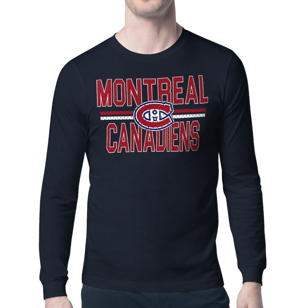 Montreal Canadiens Starter Mesh Look Team Name Long Sleeve T-Shirt - Navy T-shirts