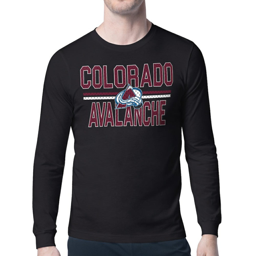 Colorado Avalanche Starter Mesh Look Team Name Long Sleeve T-Shirt - Black T-shirts