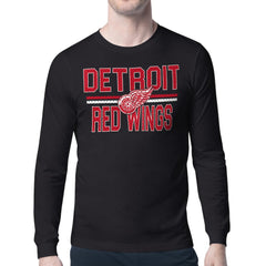 Detroit Red Wings Starter Mesh Look Team Name Long Sleeve T-Shirt - Black T-shirts