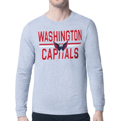 Washington Capitals Starter Mesh Look Team Name Logo Long Sleeve T-Shirt - Heather Gray T-shirts