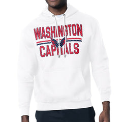 Washington Capitals Starter Mesh Look Team Name Logo Tri-Blend Pullover Hoodie - White Hoodies