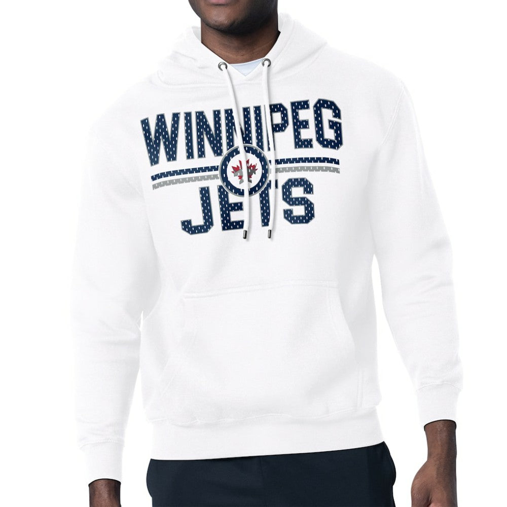 Winnipeg Jets Starter Mesh Look Team Name Logo Tri-Blend Pullover Hoodie - White Hoodies