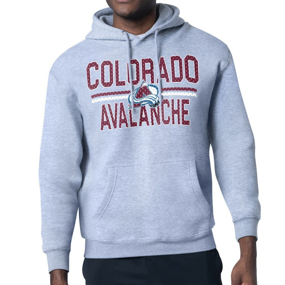 Colorado Avalanche Starter Mesh Look Team Name Logo Tri-Blend Pullover Hoodie - Heather Gray Hoodies