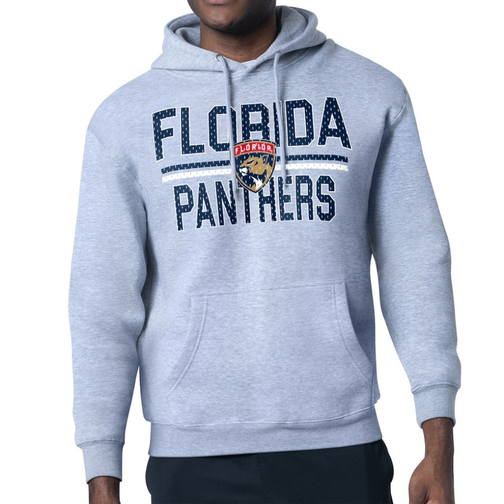 Florida Panthers Starter Mesh Look Team Name Logo Tri-Blend Pullover Hoodie - Heather Gray Hoodies