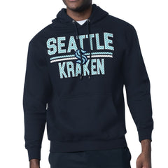 Seattle Kraken Starter Mesh Look Team Name Logo Tri-Blend Pullover Hoodie - Deep Sea Blue Hoodies