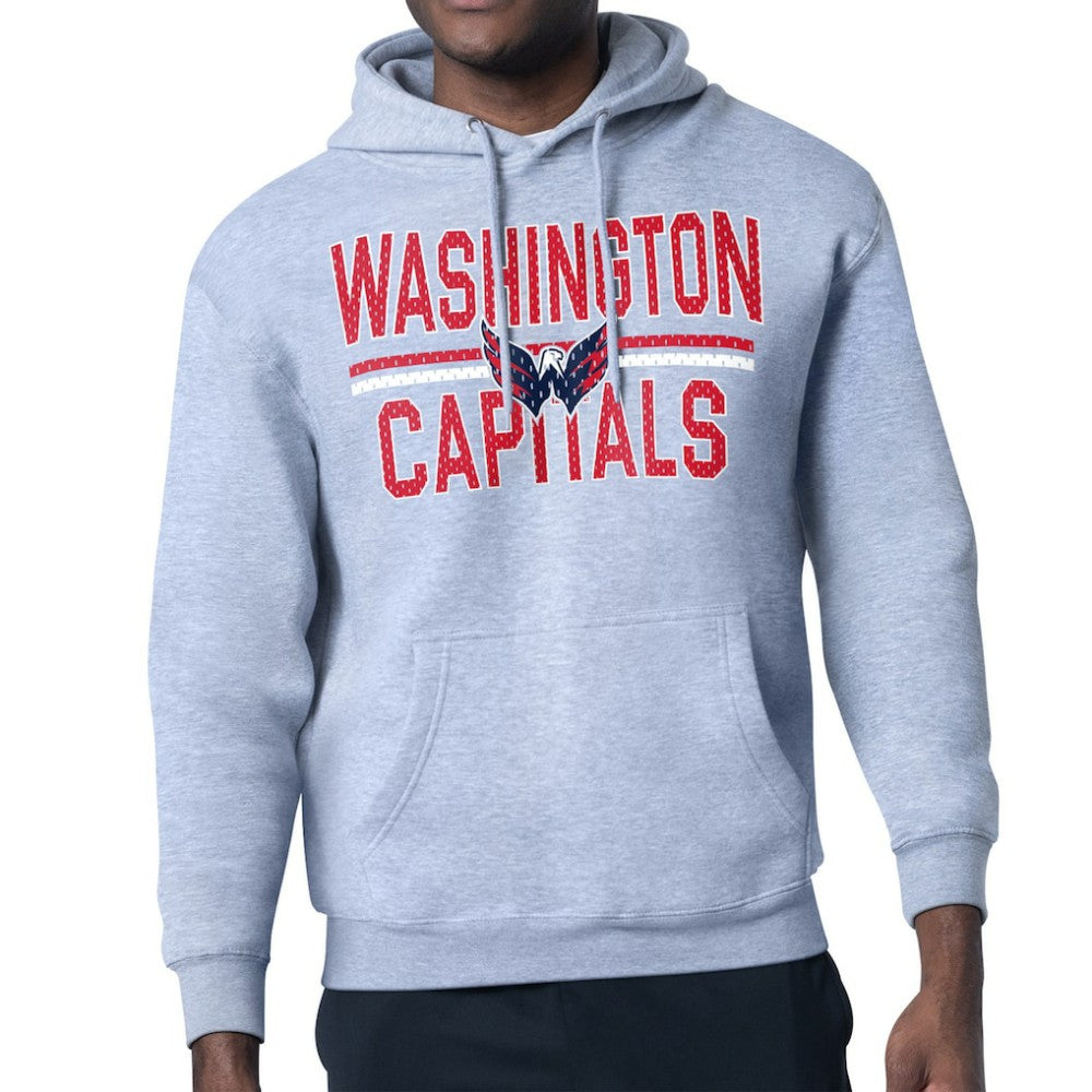 Washington Capitals Starter Mesh Look Team Name Logo Tri-Blend Pullover Hoodie - Heather Gray Hoodies