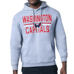 Washington Capitals Starter Mesh Look Team Name Logo Tri-Blend Pullover Hoodie - Heather Gray Hoodies
