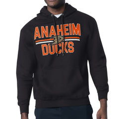 Anaheim Ducks Starter Mesh Look Team Name Logo Tri-Blend Pullover Hoodie - Black Hoodies