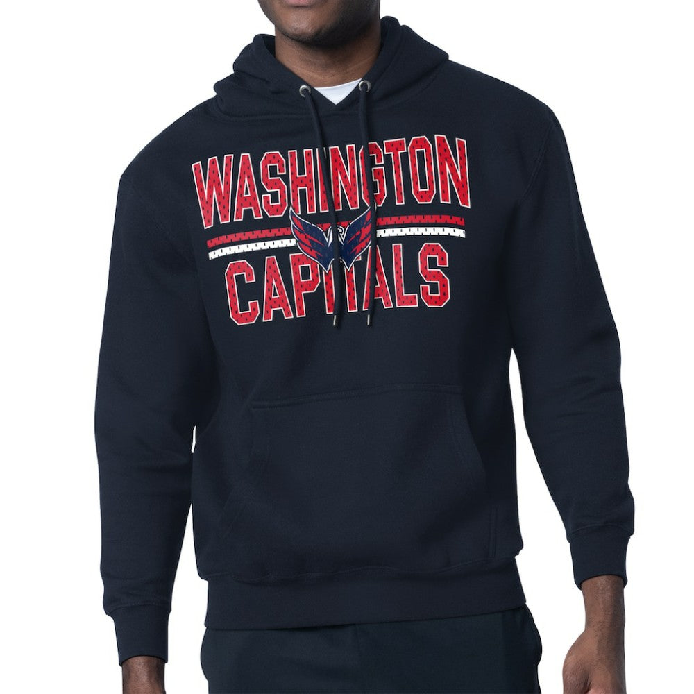 Washington Capitals Starter Mesh Look Team Name Logo Tri-Blend Pullover Hoodie - Navy Hoodies