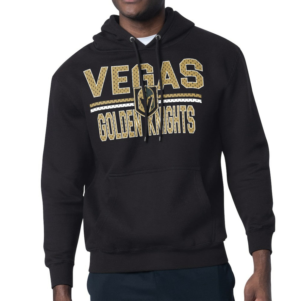 Vegas Golden Knights Starter Mesh Look Team Name Logo Tri-Blend Pullover Hoodie - Black Hoodies