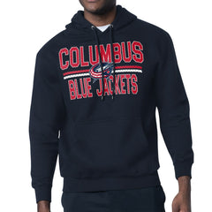 Columbus Blue Jackets Starter Mesh Look Team Name Logo Tri-Blend Pullover Hoodie - Navy Hoodies