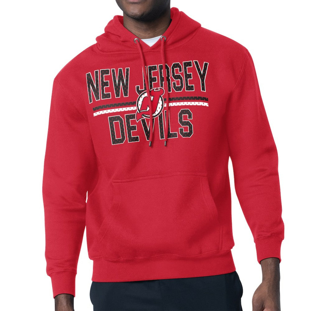 New Jersey Devils Starter Mesh Look Team Name Logo Tri-Blend Pullover Hoodie - Red Jerseys