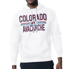 Colorado Avalanche Starter Mesh Look Team Name Logo Tri-Blend Pullover Hoodie - White Hoodies