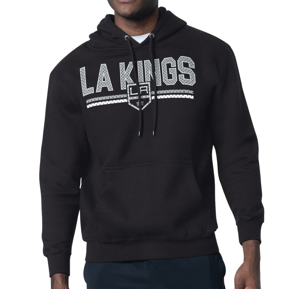 Los Angeles Kings Starter Mesh Look Team Name Logo Tri-Blend Pullover Hoodie - Black Hoodies