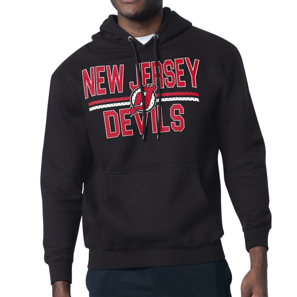 New Jersey Devils Starter Mesh Look Team Name Logo Tri-Blend Pullover Hoodie - Black Jerseys
