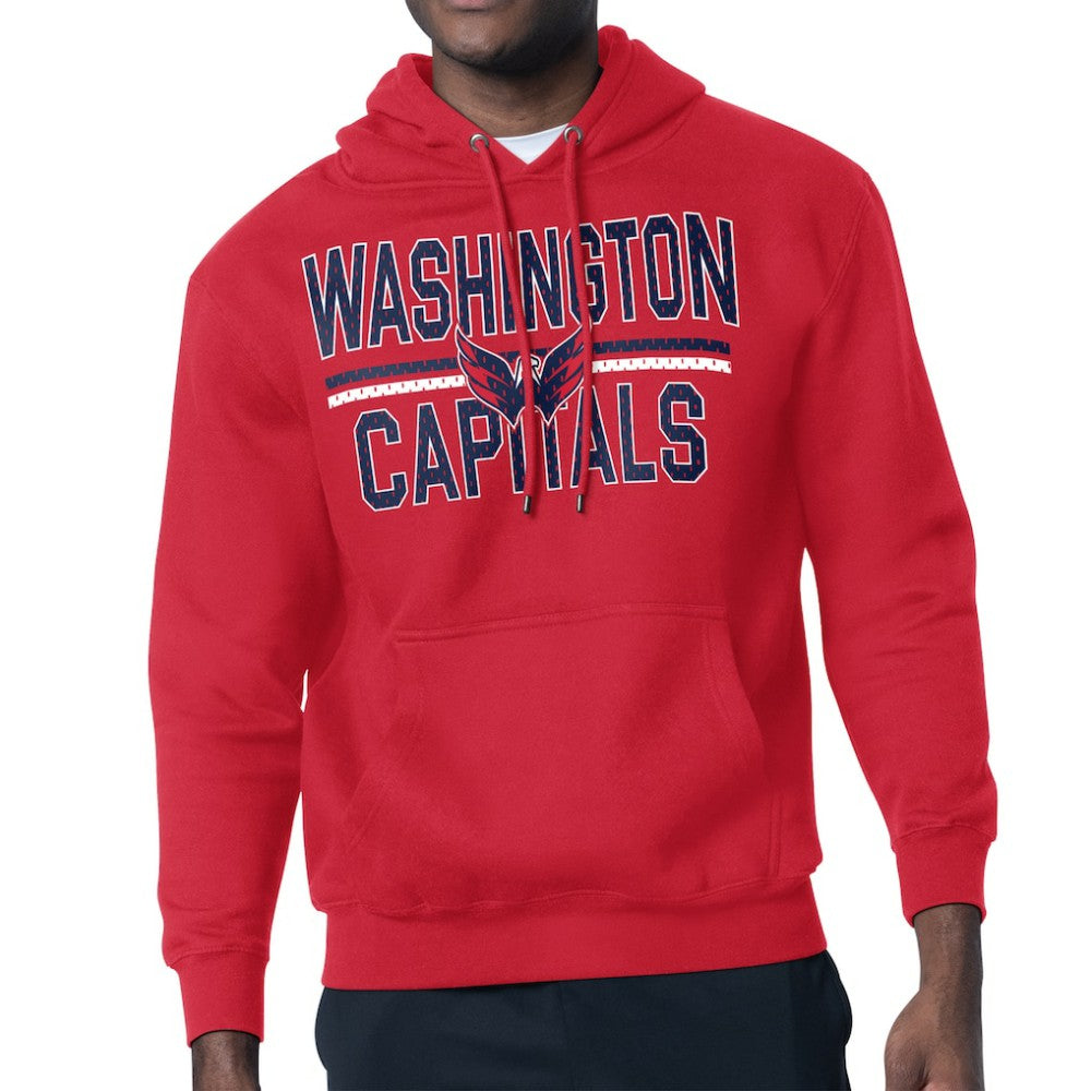 Washington Capitals Starter Mesh Look Team Name Logo Tri-Blend Pullover Hoodie - Red Hoodies