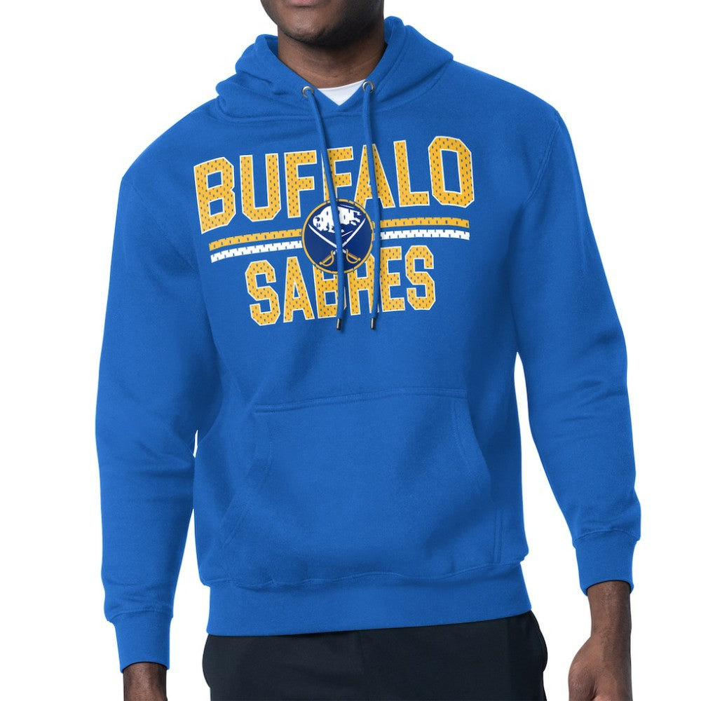 Buffalo Sabres Starter Mesh Look Team Name Logo Tri-Blend Pullover Hoodie - Royal Hoodies