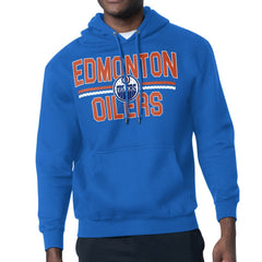 Edmonton Oilers Starter Mesh Look Team Name Logo Tri-Blend Pullover Hoodie - Royal Hoodies