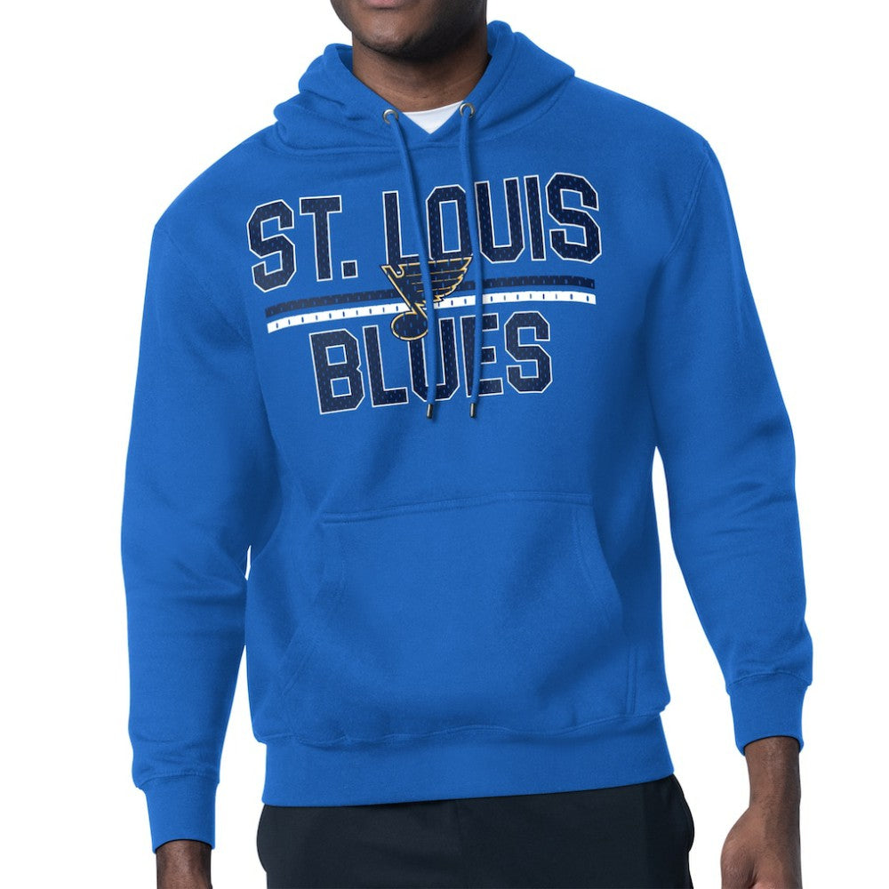 St. Louis Blues Starter Mesh Look Team Name Logo Tri-Blend Pullover Hoodie - Blue Hoodies