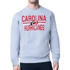 Carolina Hurricanes Starter Mesh Look Team Name Logo Pullover Sweatshirt - Heather Gray Sweatshirts