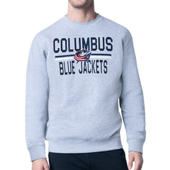 Columbus Blue Jackets Starter Mesh Look Team Name Logo Pullover Sweatshirt - Heather Gray Sweatshirts