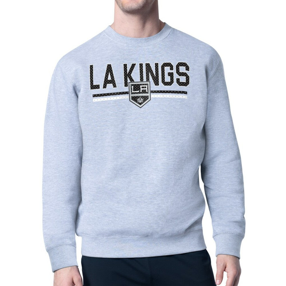 Los Angeles Kings Starter Mesh Look Team Name Logo Pullover Sweatshirt - Heather Gray Sweatshirts