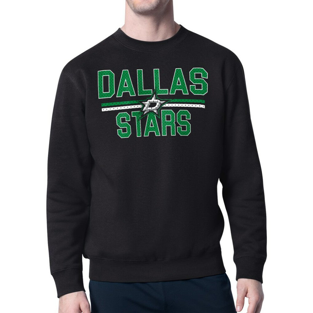 Dallas Stars Starter Mesh Look Team Name Logo Pullover Sweatshirt - Black Sweatshirts