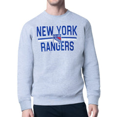 New York Rangers Starter Mesh Look Team Name Logo Pullover Sweatshirt - Heather Gray Sweatshirts