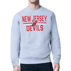 New Jersey Devils Starter Mesh Look Team Name Logo Pullover Sweatshirt - Heather Gray Sweatshirts