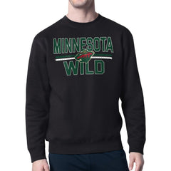 Minnesota Wild Starter Mesh Look Team Name Logo Pullover Sweatshirt - Black Sweatshirts