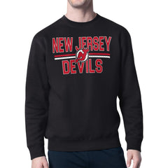 New Jersey Devils Starter Mesh Look Team Name Logo Pullover Sweatshirt - Black Sweatshirts