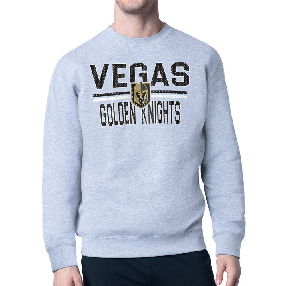 Vegas Golden Knights Starter Mesh Look Team Name Logo Pullover Sweatshirt - Heather Gray Sweatshirts