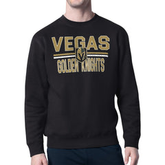 Vegas Golden Knights Starter Mesh Look Team Name Logo Pullover Sweatshirt - Black Sweatshirts