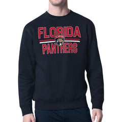 Florida Panthers Starter Mesh Look Team Name Logo Pullover Sweatshirt - Navy Sweatshirts