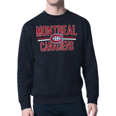 Montreal Canadiens Starter Mesh Look Team Name Logo Pullover Sweatshirt - Navy Sweatshirts