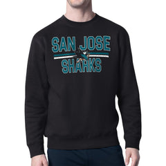 San Jose Sharks Starter Mesh Look Team Name Logo Pullover Sweatshirt - Black Sweatshirts