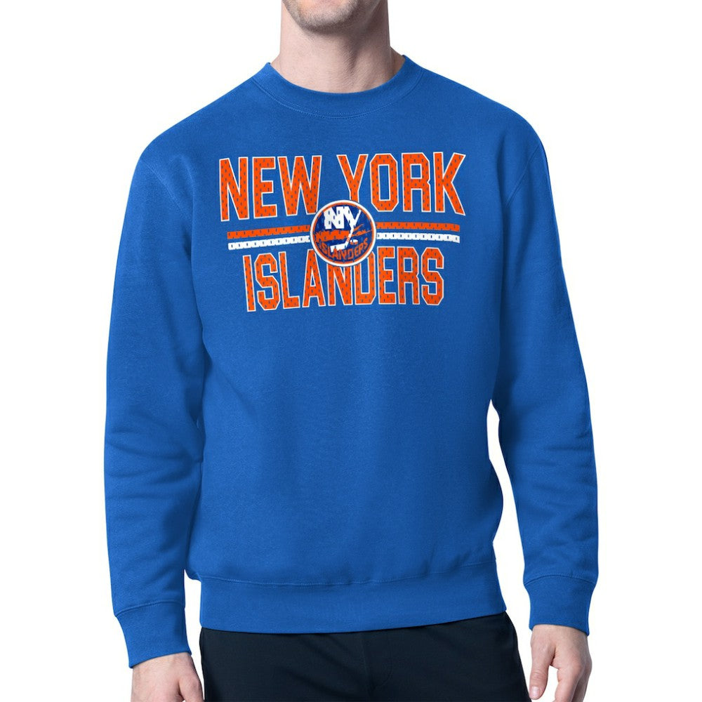 New York Islanders Starter Mesh Look Team Name Logo Pullover Sweatshirt - Blue Sweatshirts